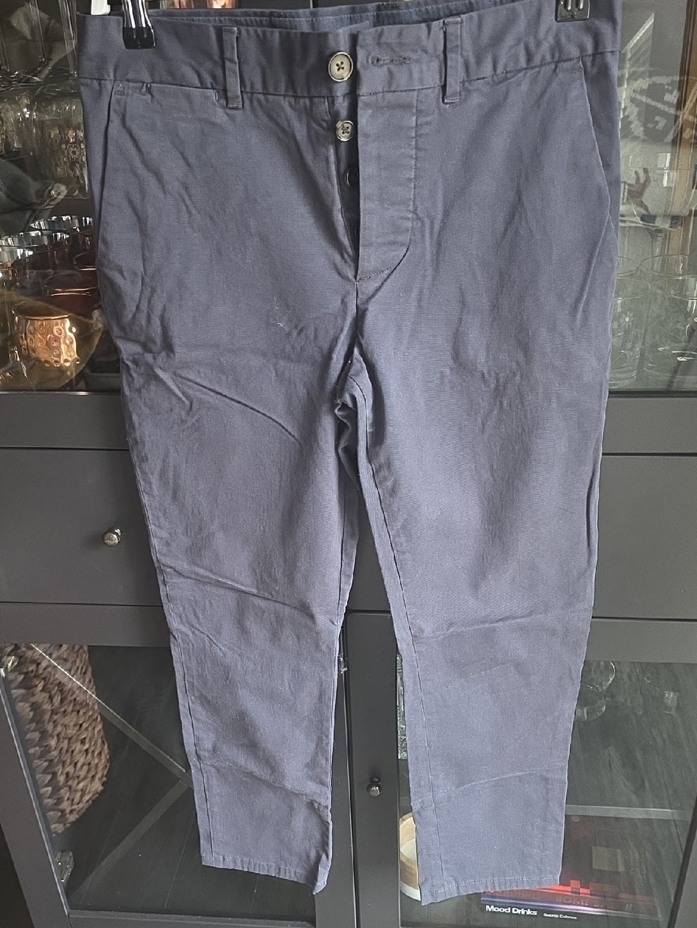 All Saints Straight-Leg Cotton Trousers in Navy